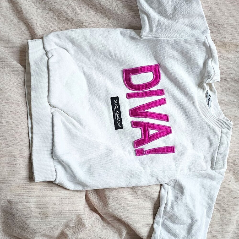 Dolce Gabanna baby girls white sweat top- size 18-24 months